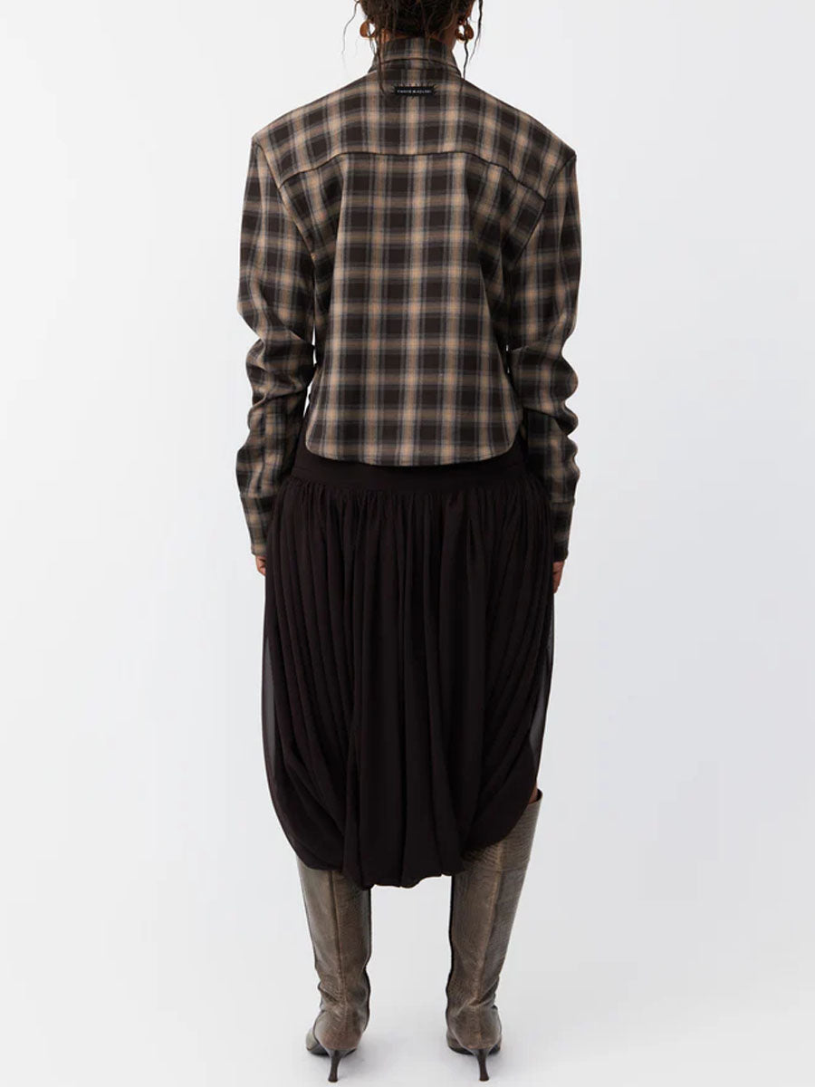 Brown plaid shirt + trousers set