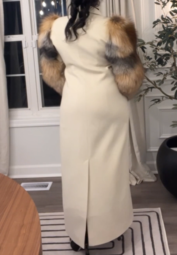 Plush-Sleeve Leather Coat
