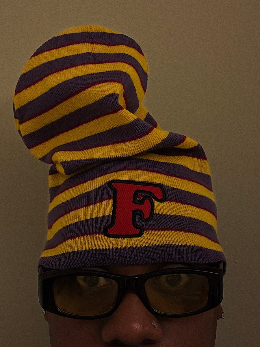 Contrast Striped Knit Hat