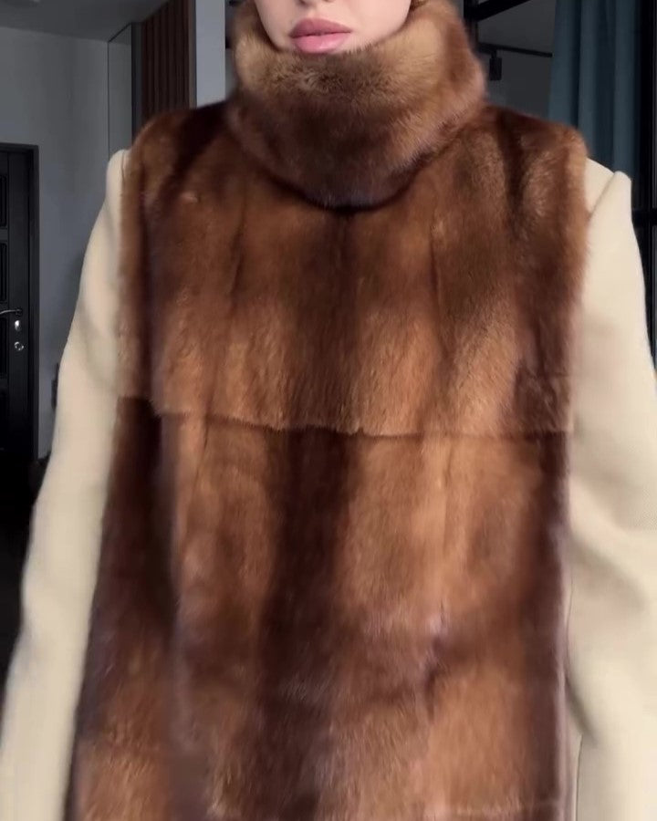 Fur High Neck Vest