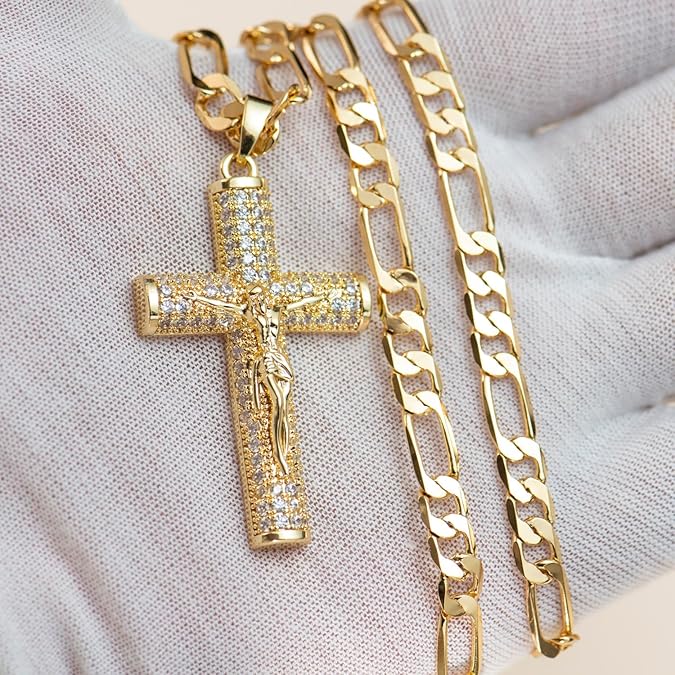 Golden Figaro Chain Cross