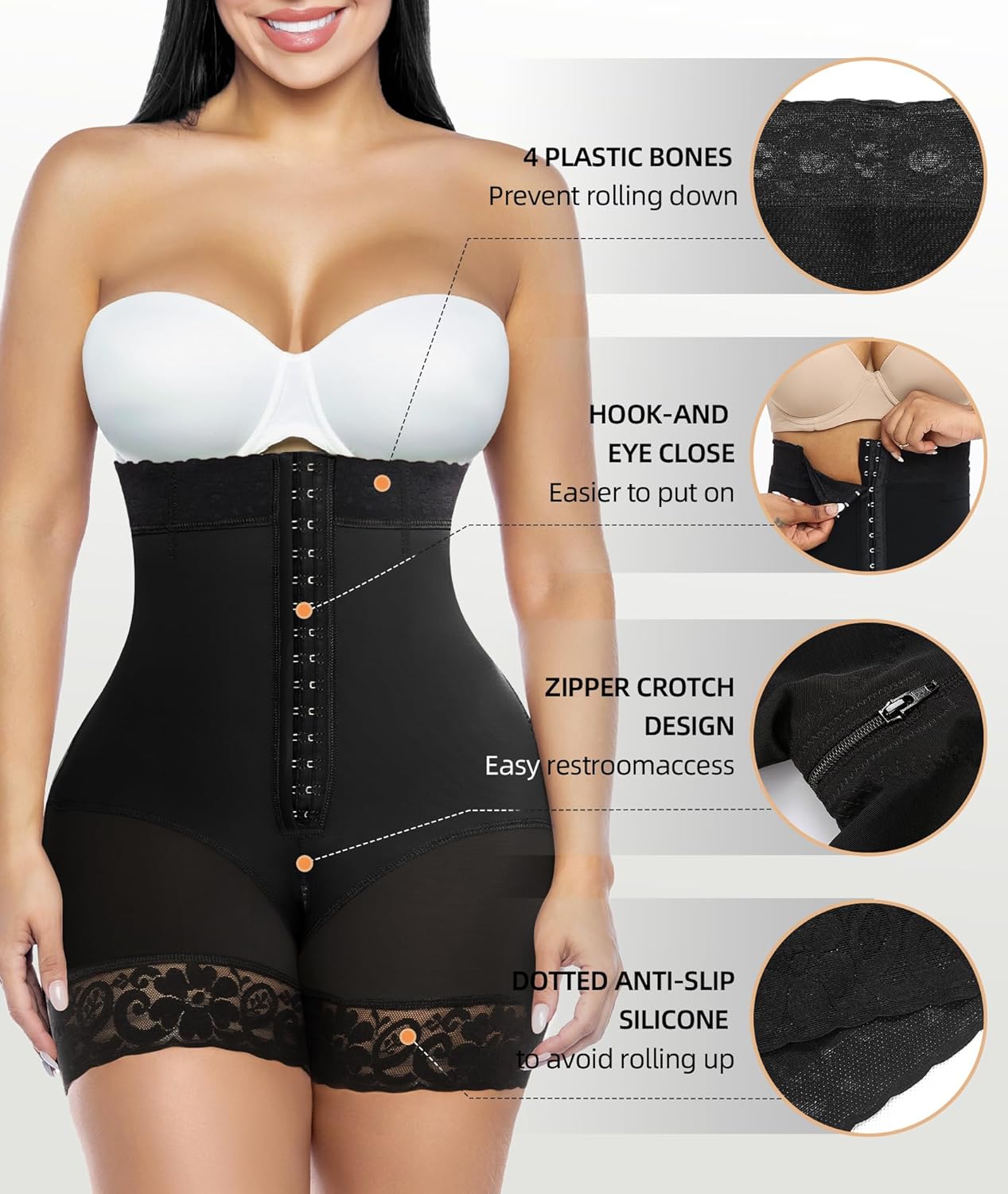 Tummy Control Shapewear with Zipper Crotch
