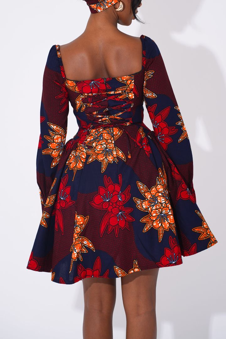 Ankara floral patterns mini dress