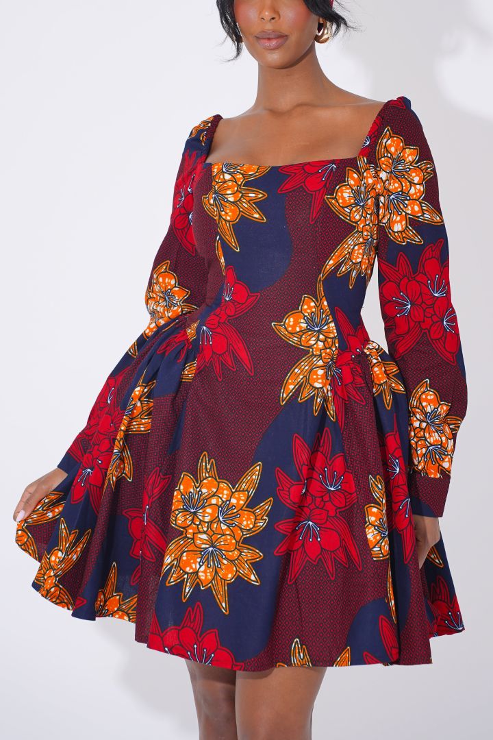 Ankara floral patterns mini dress