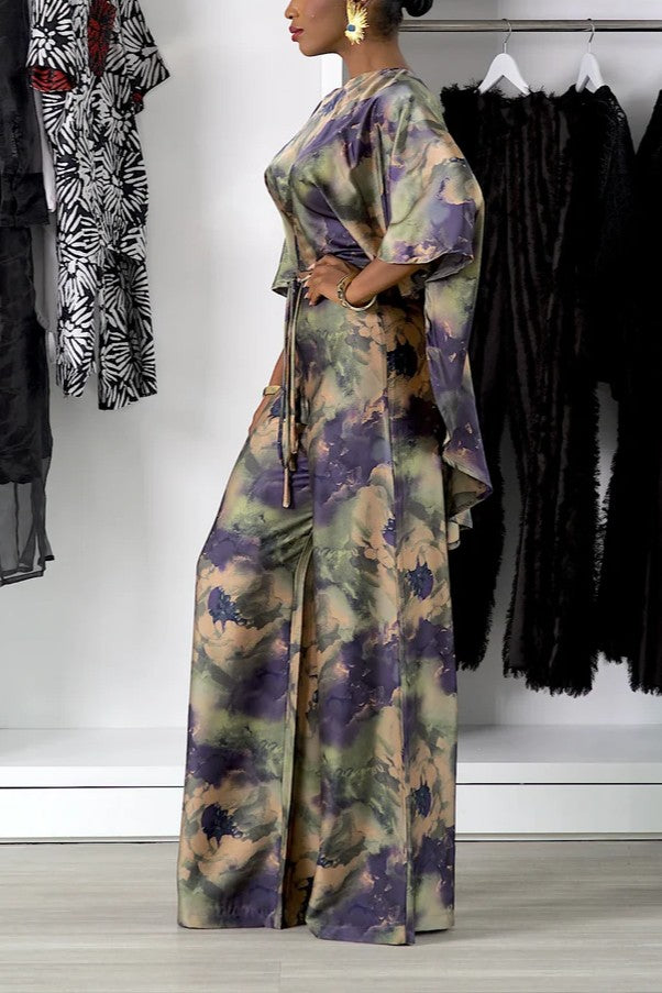 Dark Melange Silk Trouser Set