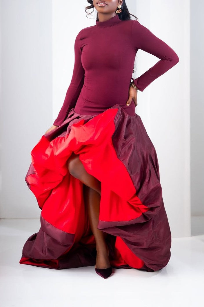 Vibrant rich textures bold silhouettes dress