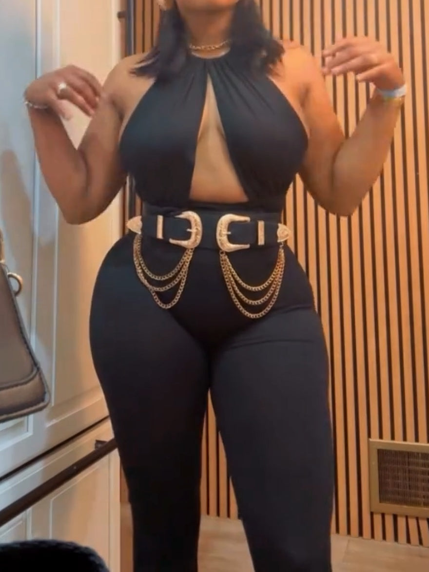 Straps Cutout Body Stocking Jumpsuit
