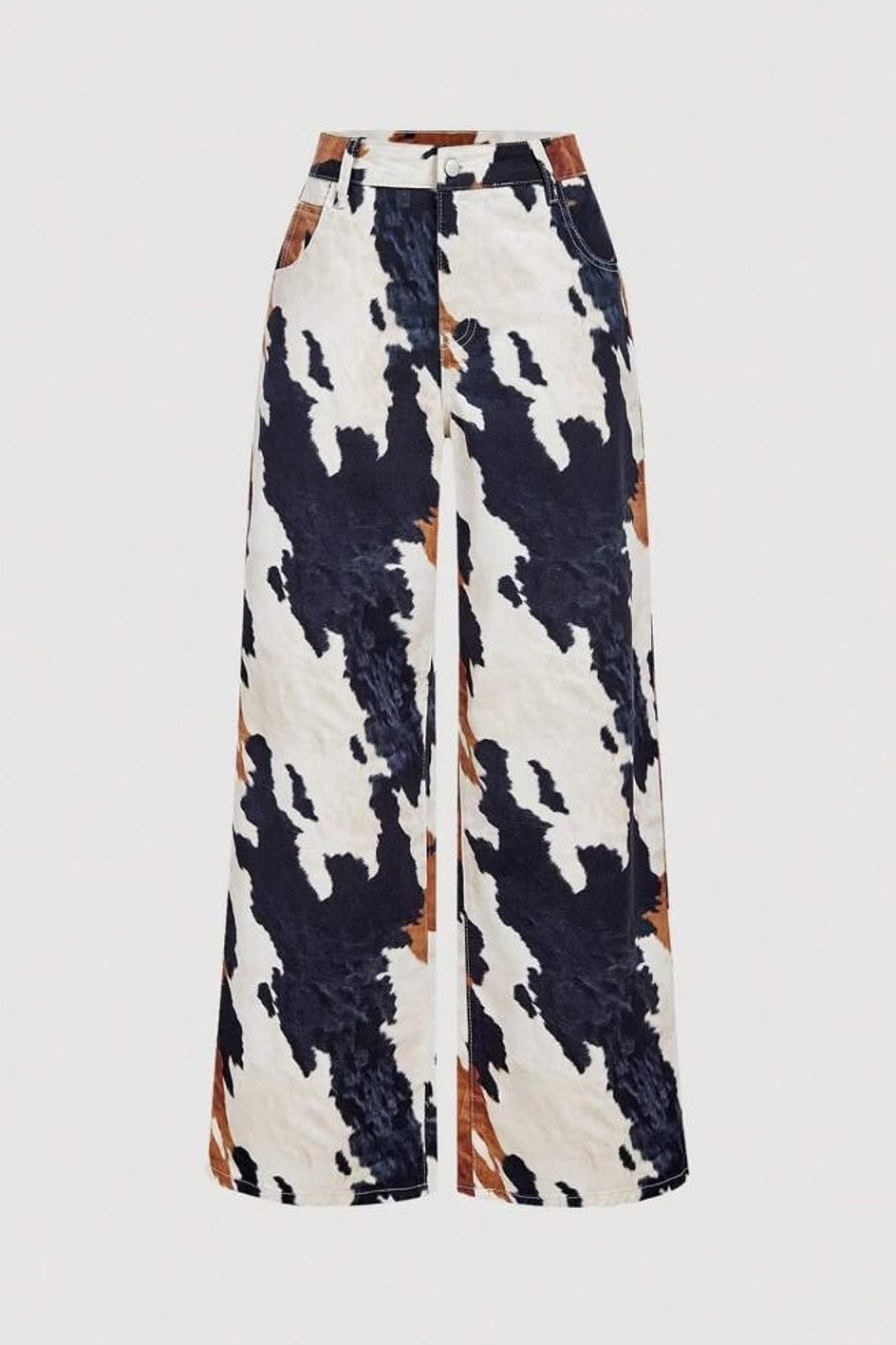 Multi Color Print Straight Leg Jeans