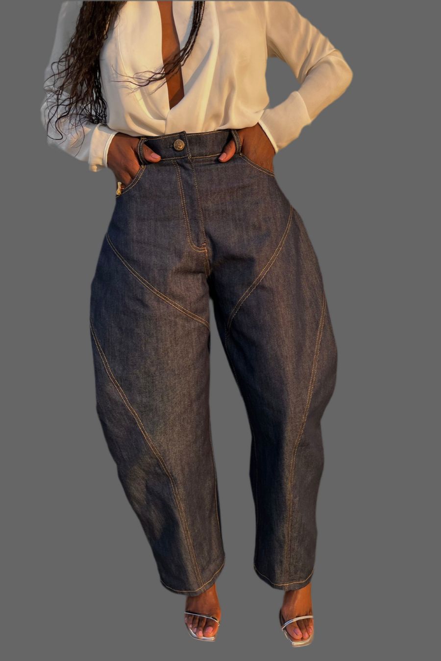 High-rise barrel-cut jeans