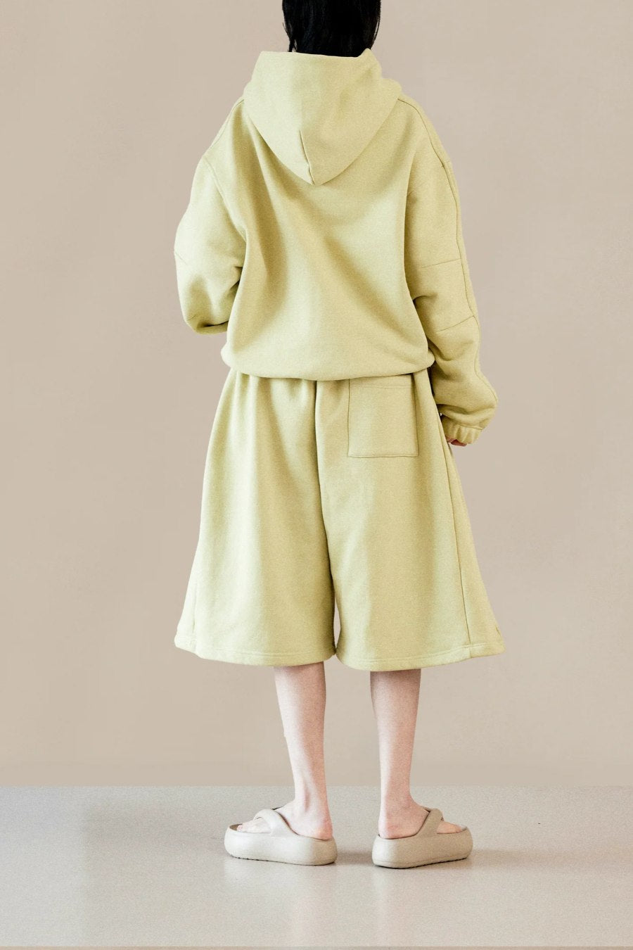 Yellow Hooded Sweatshirt & Wide-Leg Pants Set