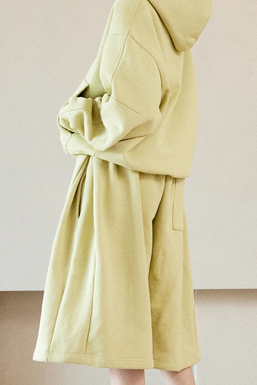 Yellow Hooded Sweatshirt & Wide-Leg Pants Set