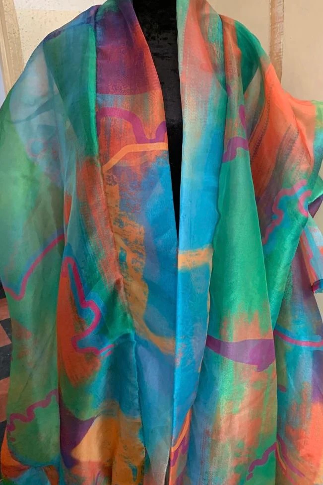 Colorful Oil Painting Silk Two-Piece Set