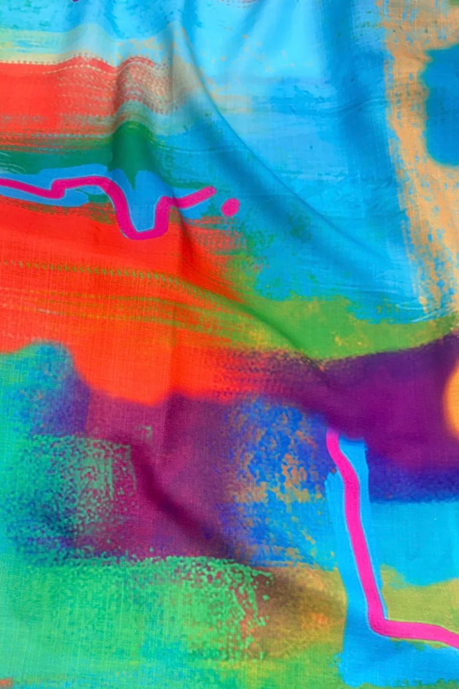 Colorful Oil Painting Silk Two-Piece Set