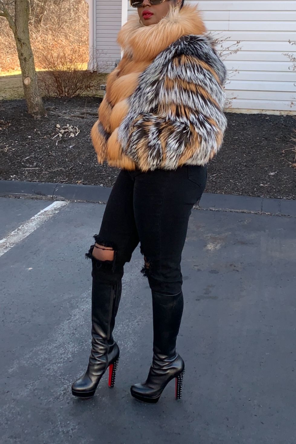 Silver and Gold Fox Fur Patchwork Jacket
