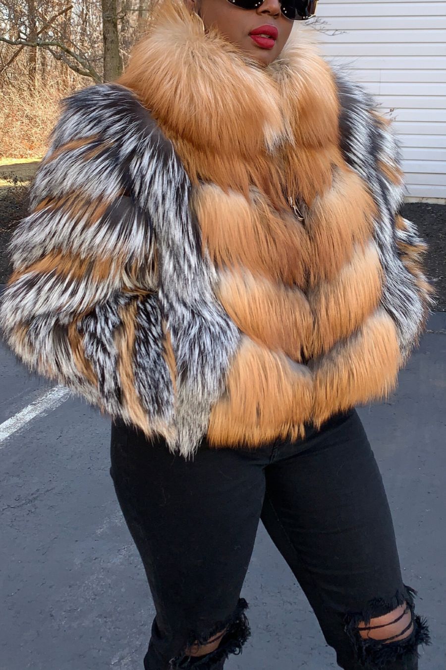 Silver and Gold Fox Fur Patchwork Jacket