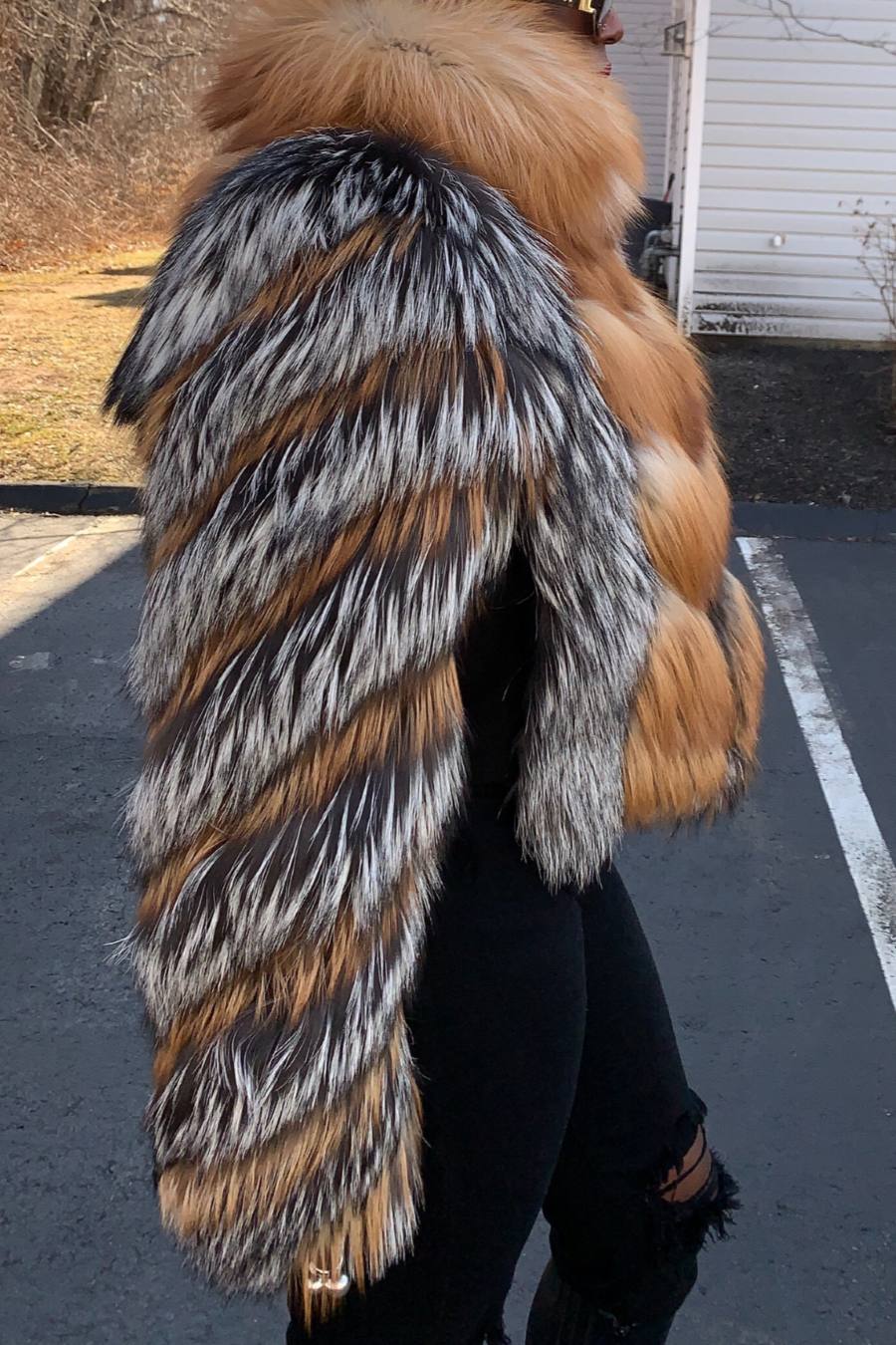 Silver and Gold Fox Fur Patchwork Jacket