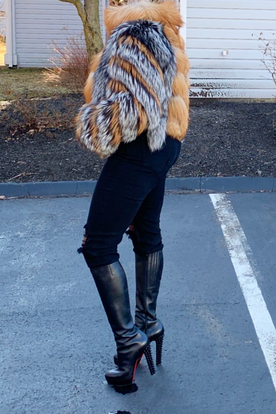 Silver and Gold Fox Fur Patchwork Jacket