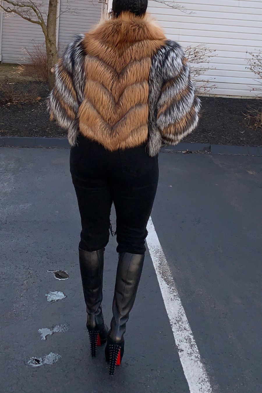Silver and Gold Fox Fur Patchwork Jacket
