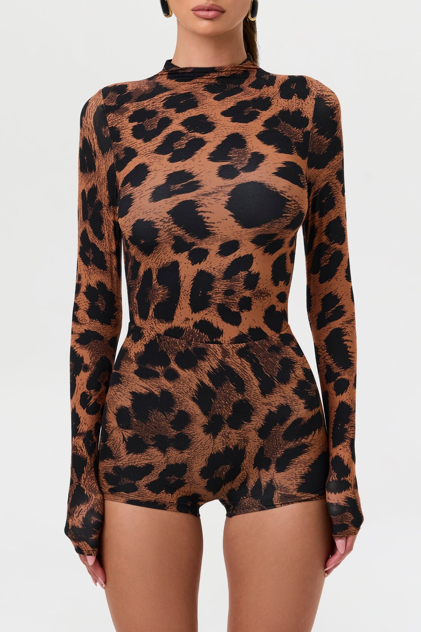 Naked Print Mock Neck Top