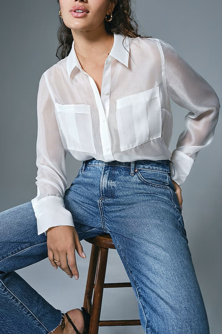 Sheer Crepe Double Pocket Relaxed Shirt