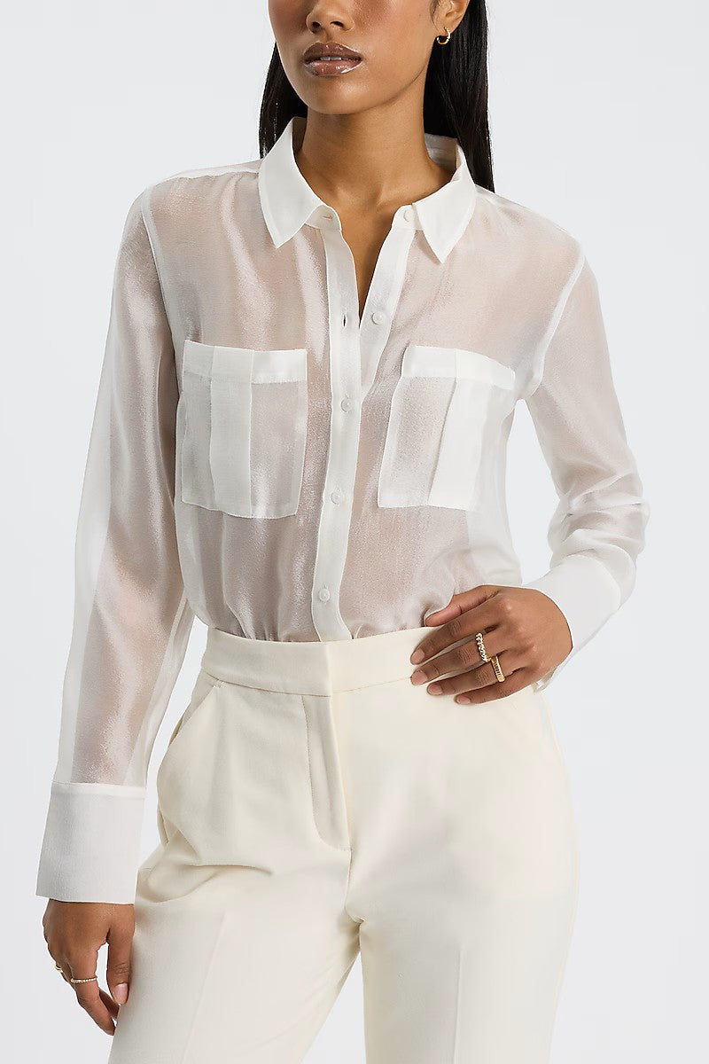 Sheer Crepe Double Pocket Relaxed Shirt