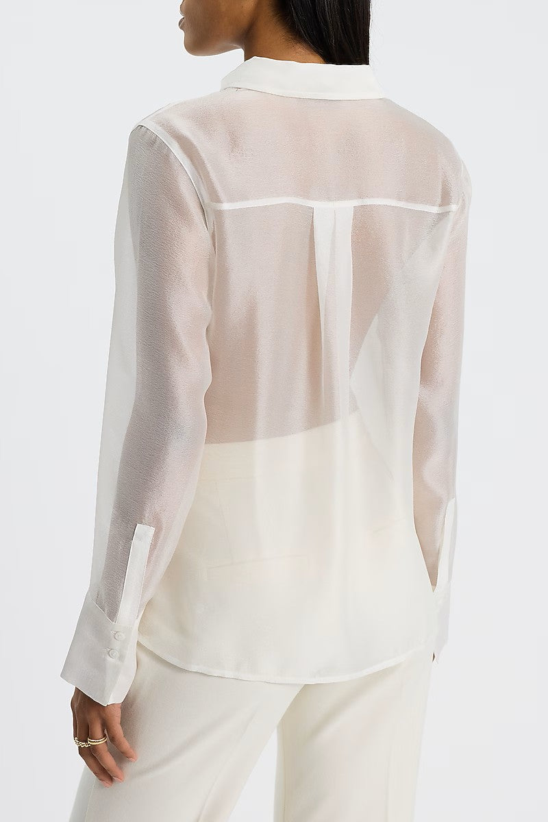 Sheer Crepe Double Pocket Relaxed Shirt