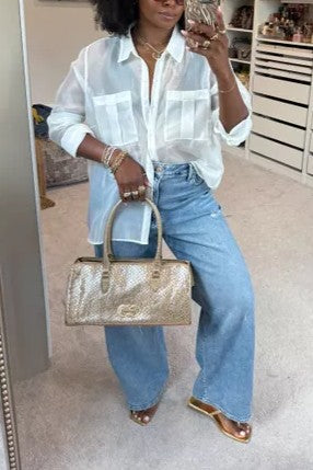 Sheer Crepe Double Pocket Relaxed Shirt