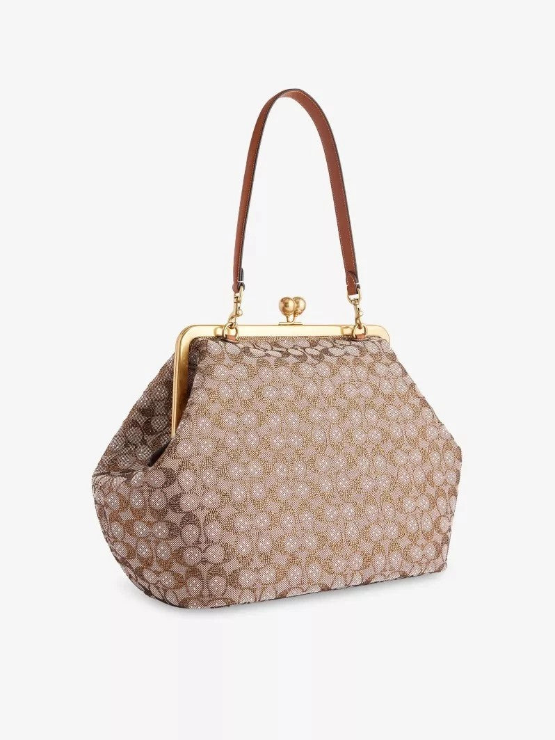 Women's Frame Crystal Jacquard Kisslock Bag