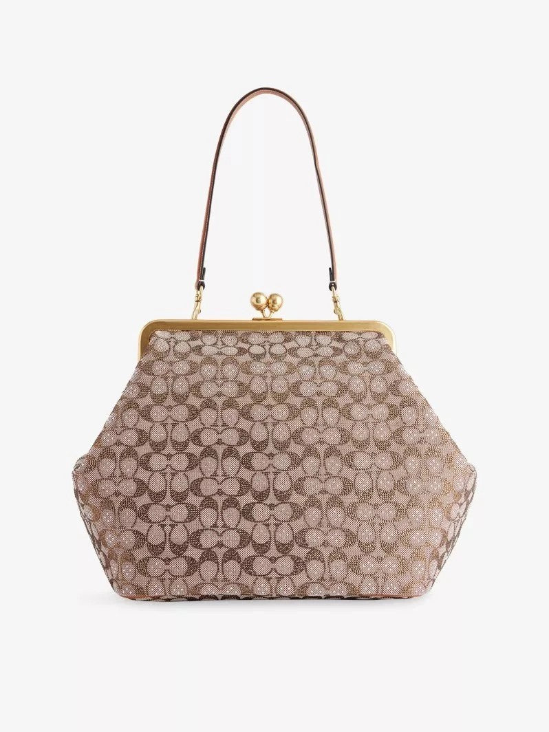 Women's Frame Crystal Jacquard Kisslock Bag