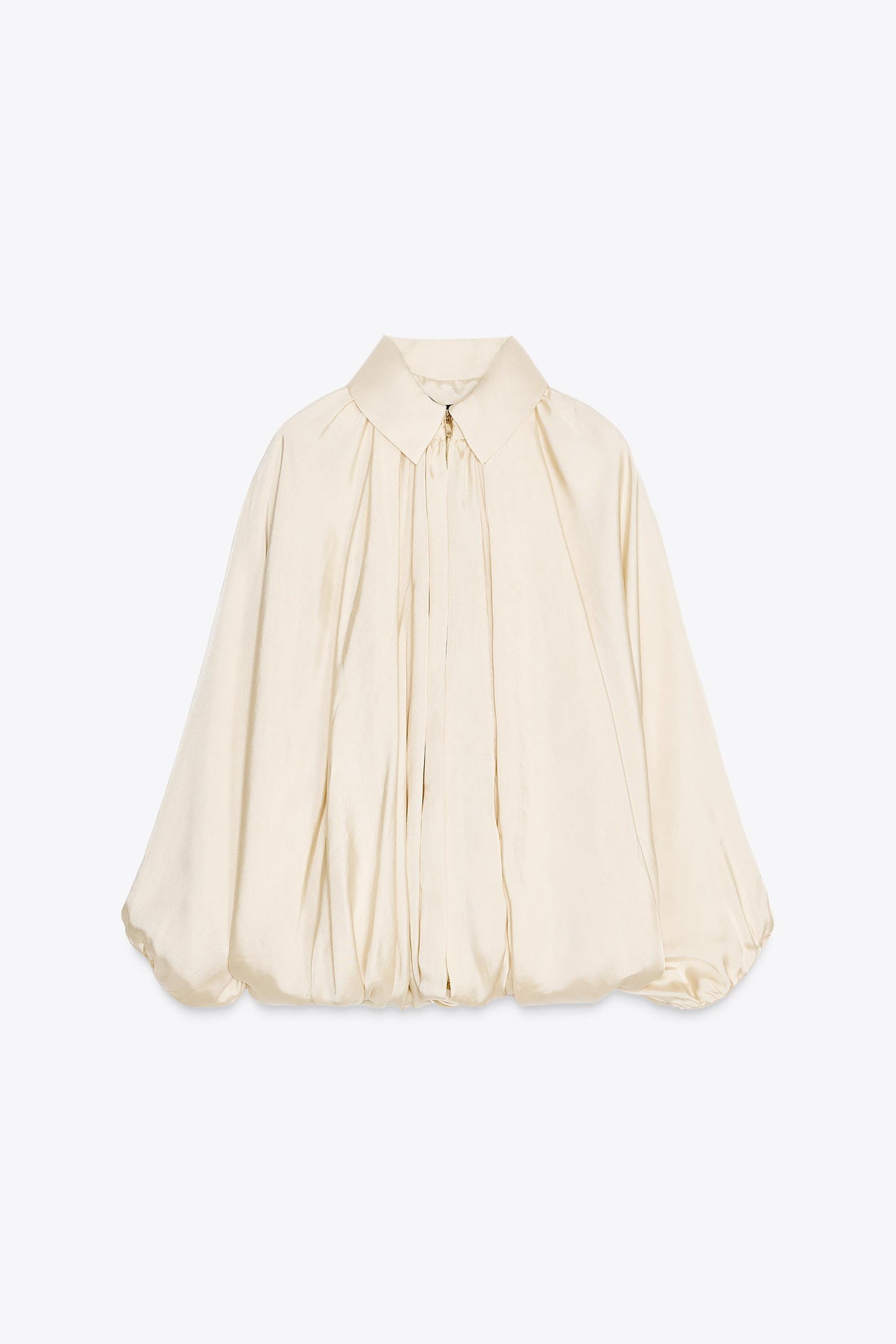 Bomber Puff Sleeve Silk Shirt And Pants Set