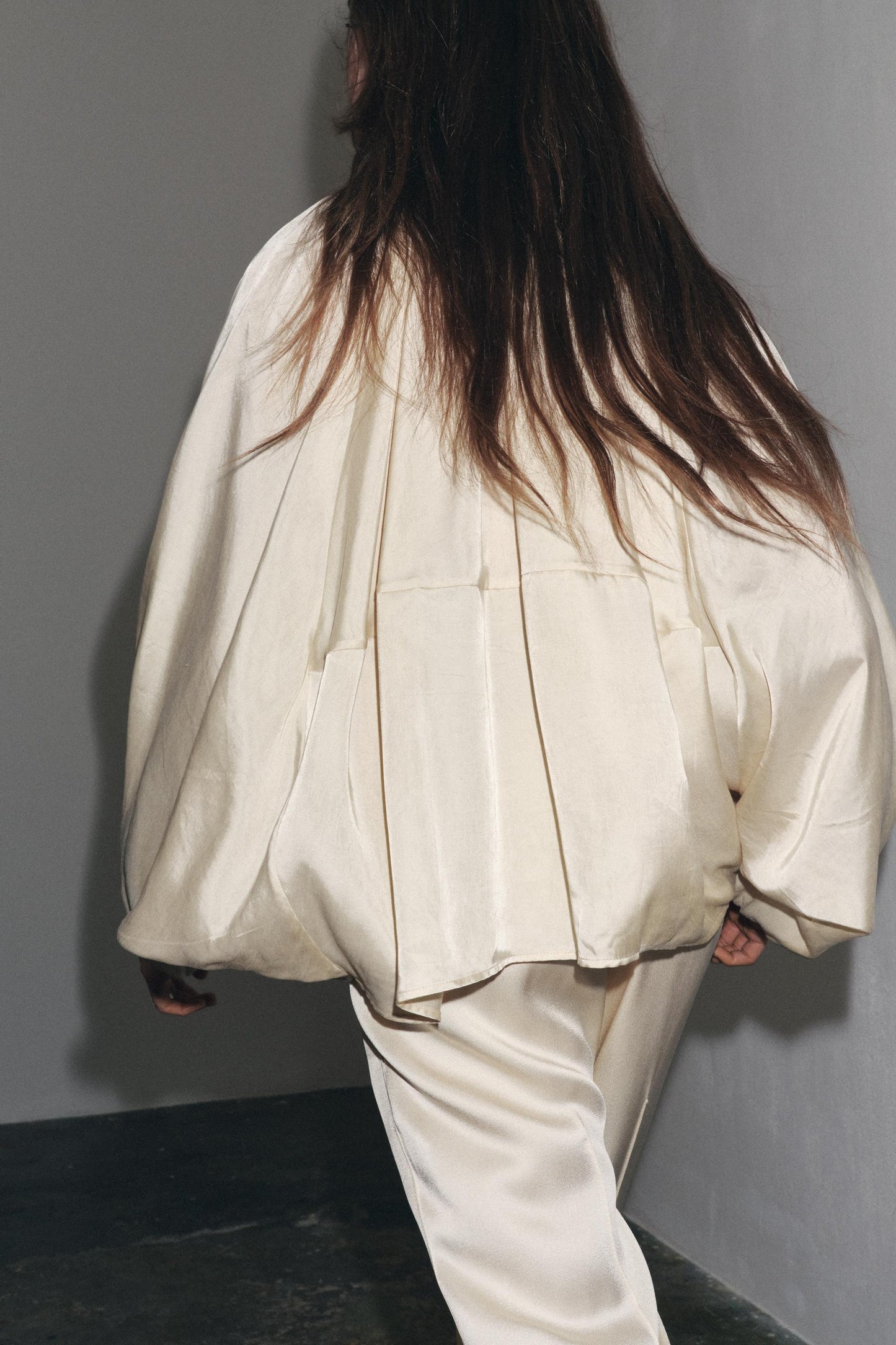 Bomber Puff Sleeve Silk Shirt And Pants Set