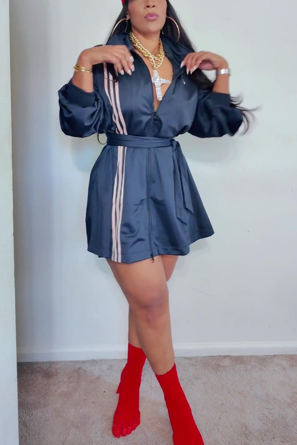 3-Stripes Wrap Track Suit Dress