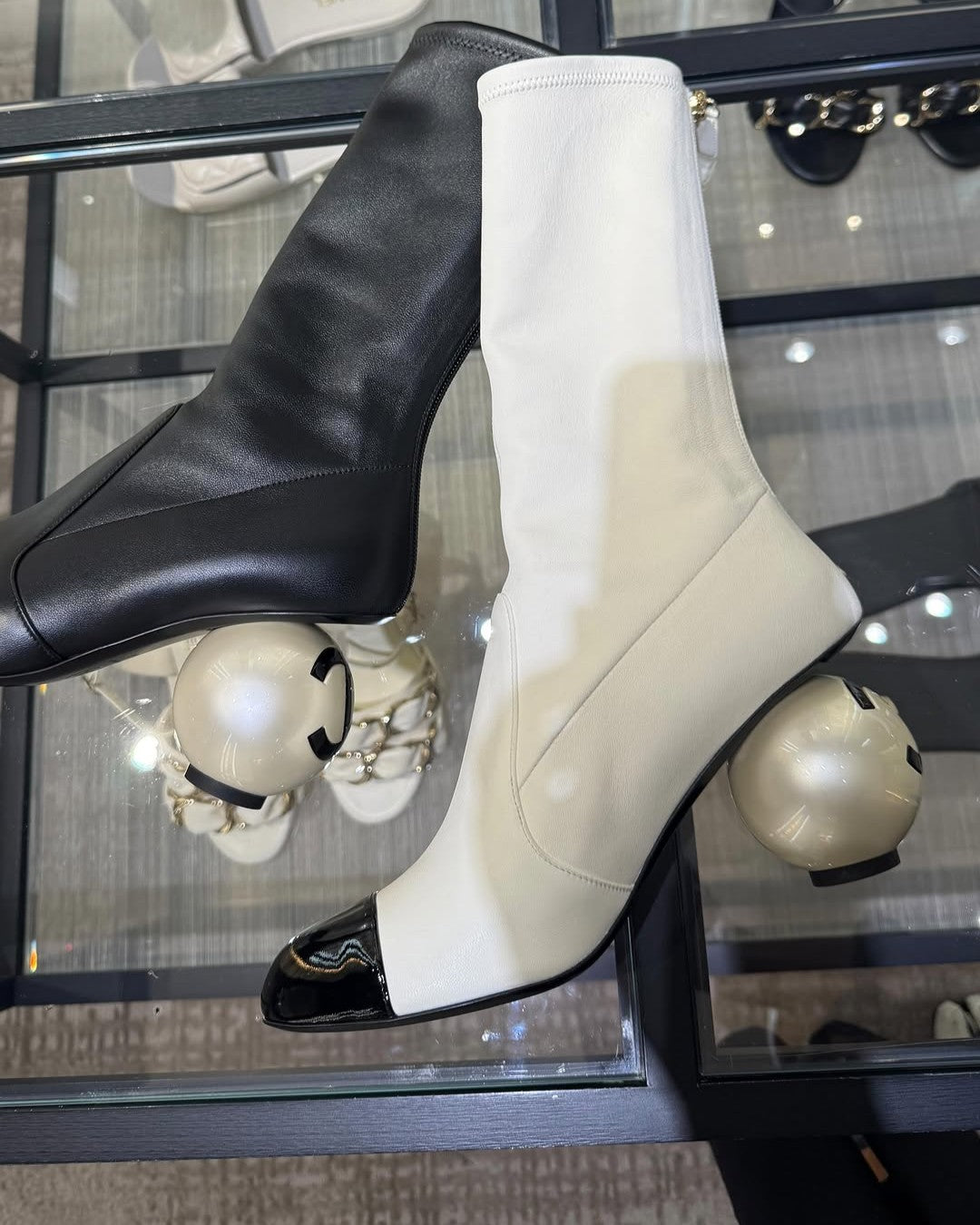 Leather Sock-Length Tight Boots