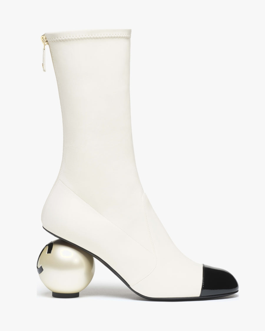 Leather Sock-Length Tight Boots