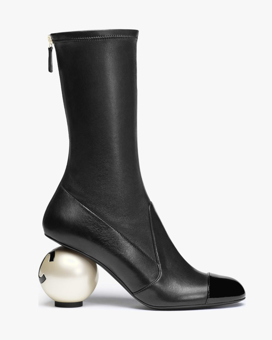 Leather Sock-Length Tight Boots