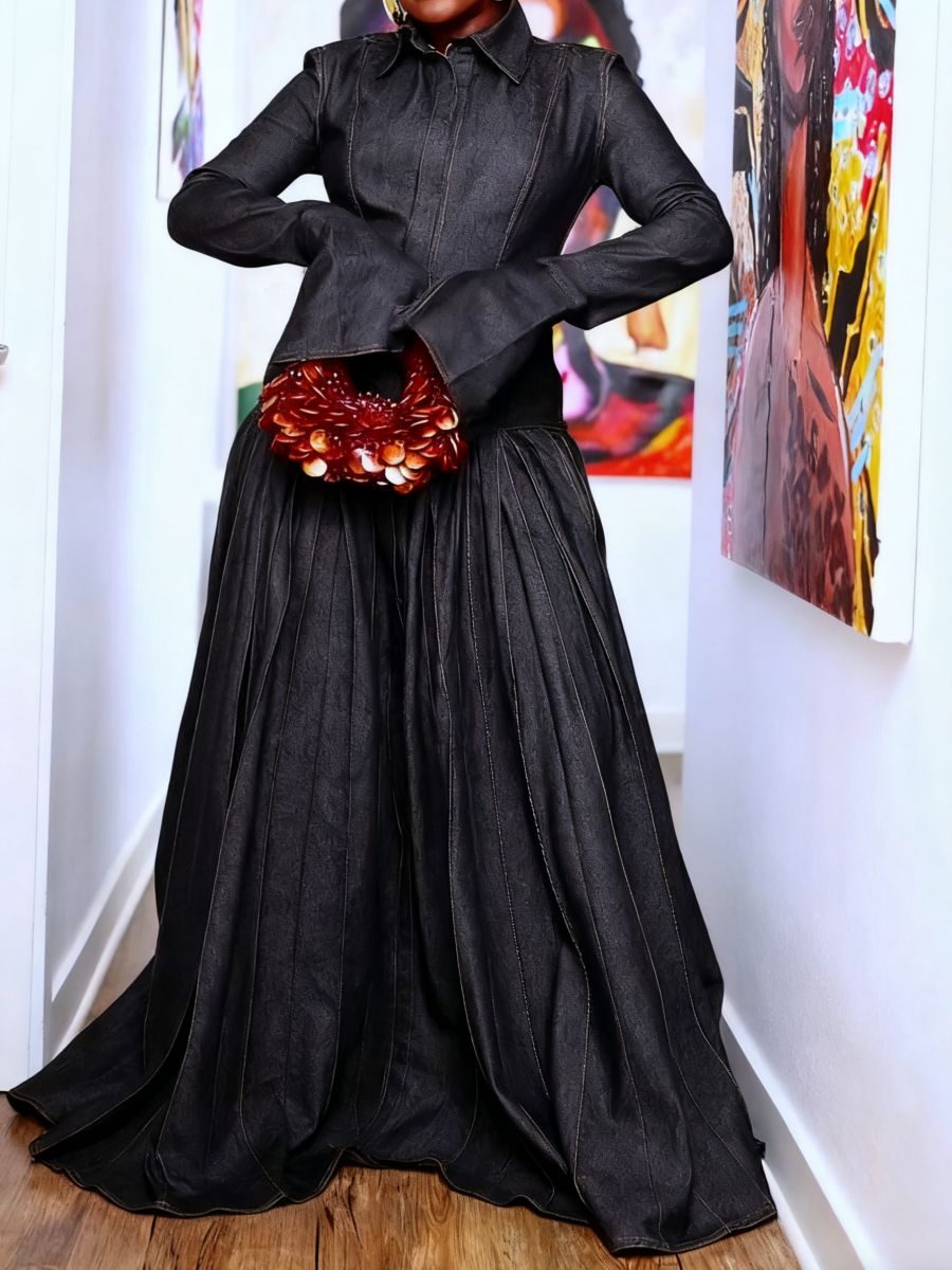 Stylish Long - length Denim Maxi Dress