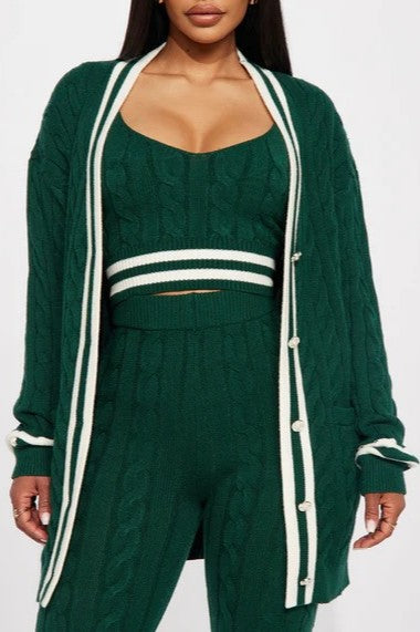Cable Knit Sweater and Leggings 3-Piece Set
