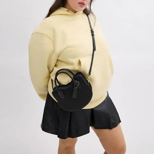 Stylish Glovetanned Leather Cat Bag in Brass/Black