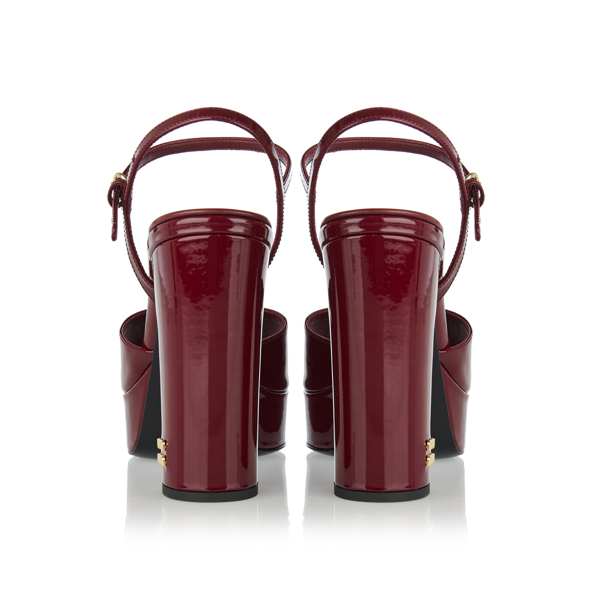Patent Leather Block-Heel Platform Sandals