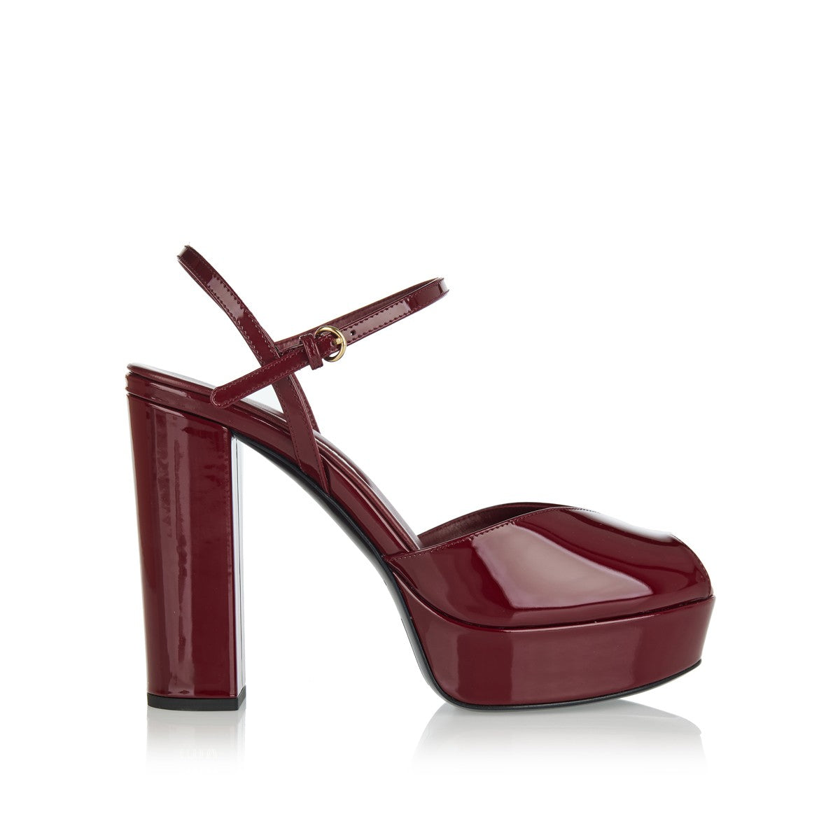 Patent Leather Block-Heel Platform Sandals