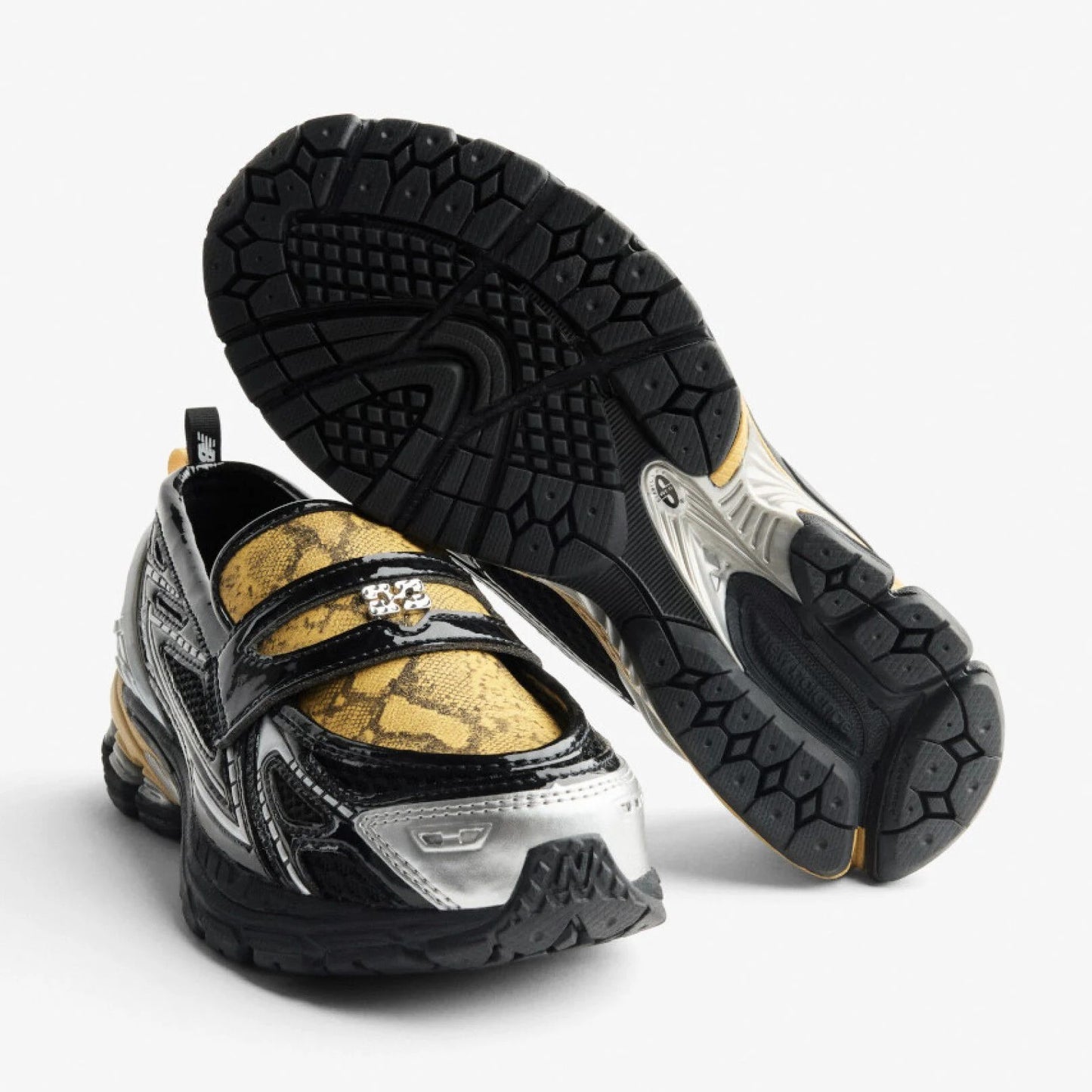 Metallic Snake Print Running Loafers