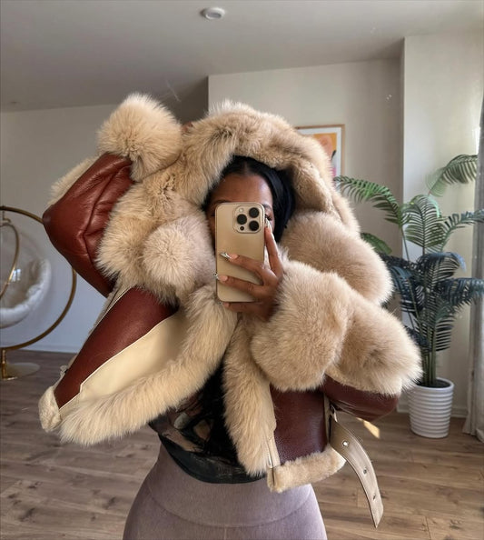 Lambskin Silver Fox Cropped Shearling