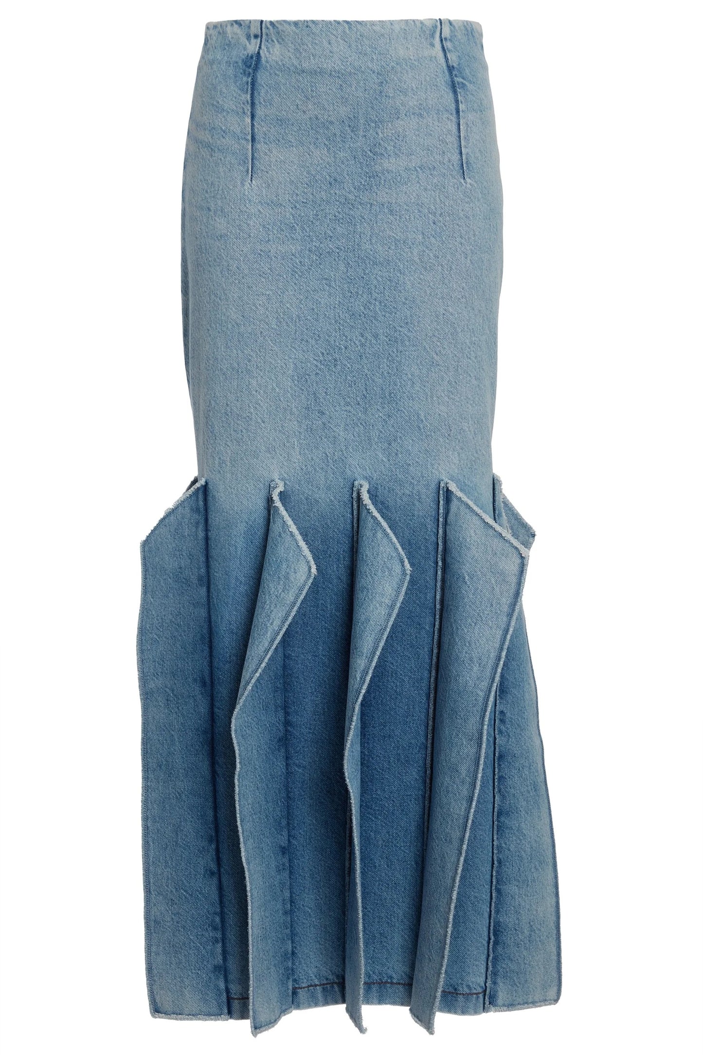 Windmill-patterned Denim Midi Skirt