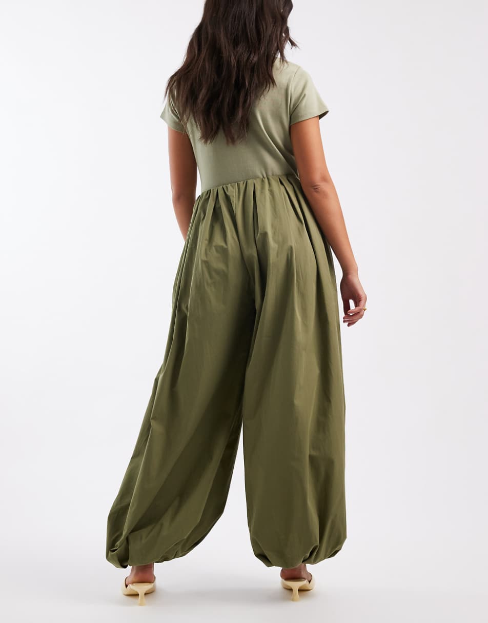 Bubble-edged Wide-leg Poplin Trousers