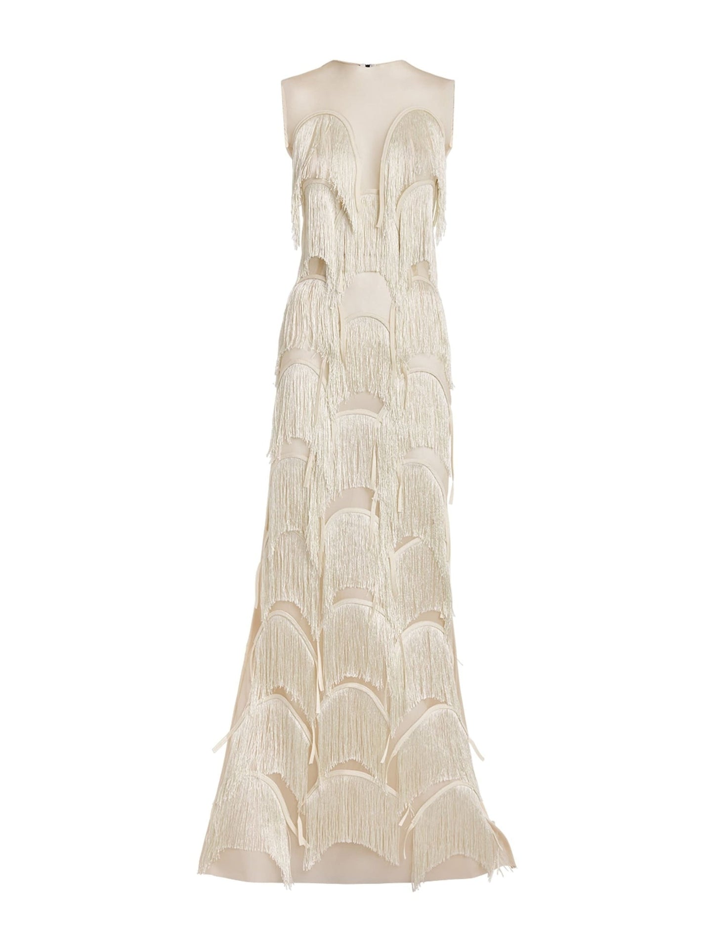 Fringe Trim Lace Overlay Dress