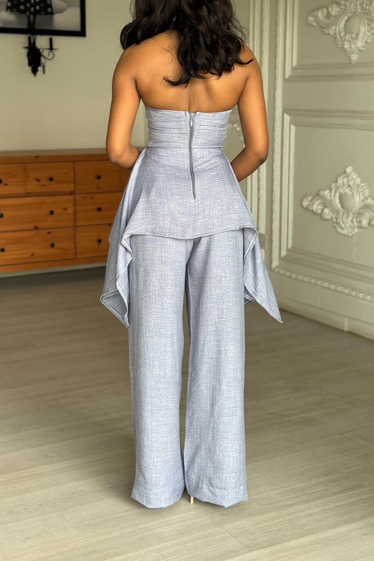 Linen Sleeveless Wide-leg Pants Two-piece Set