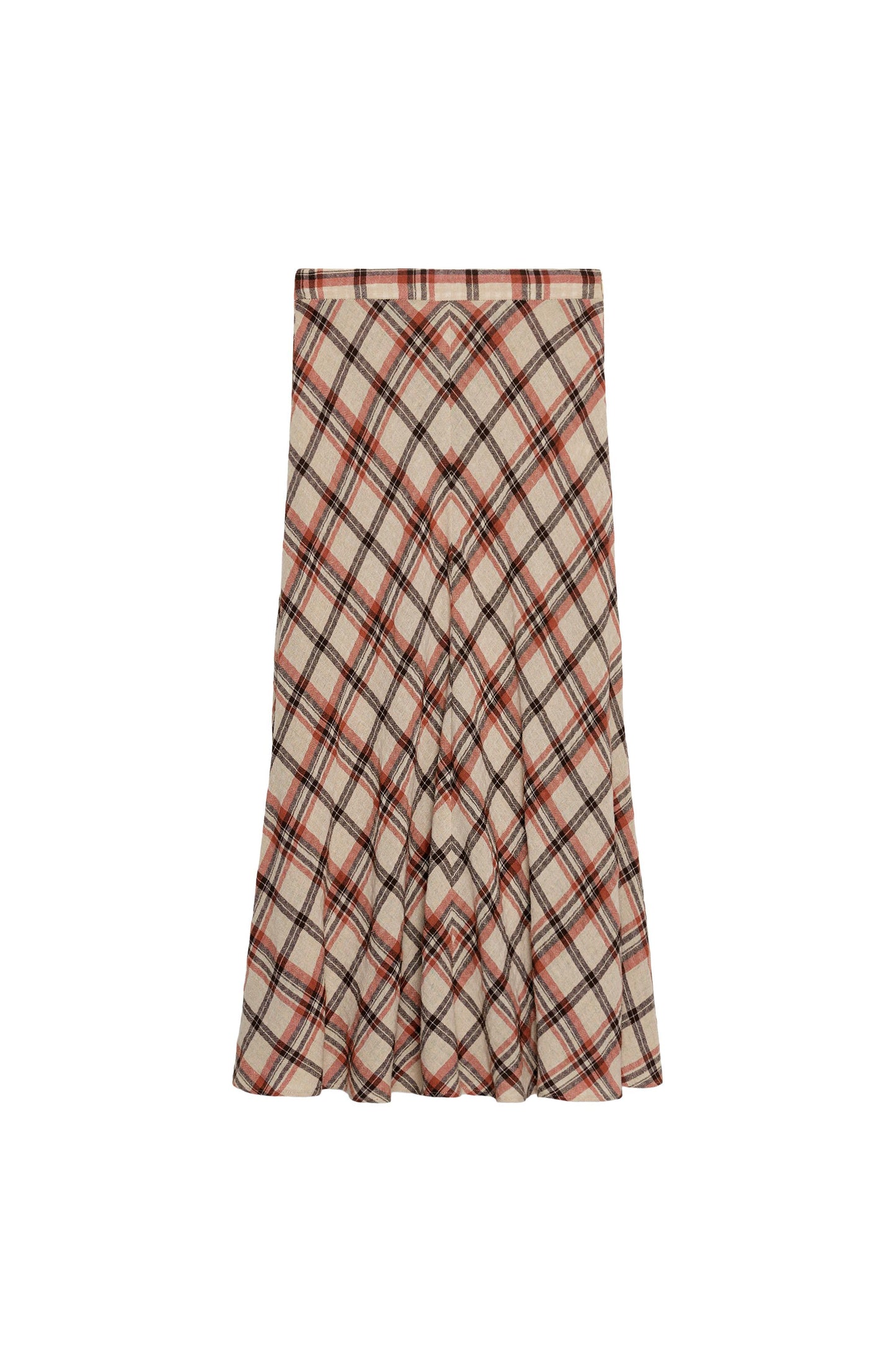 Linen striped midi skirt
