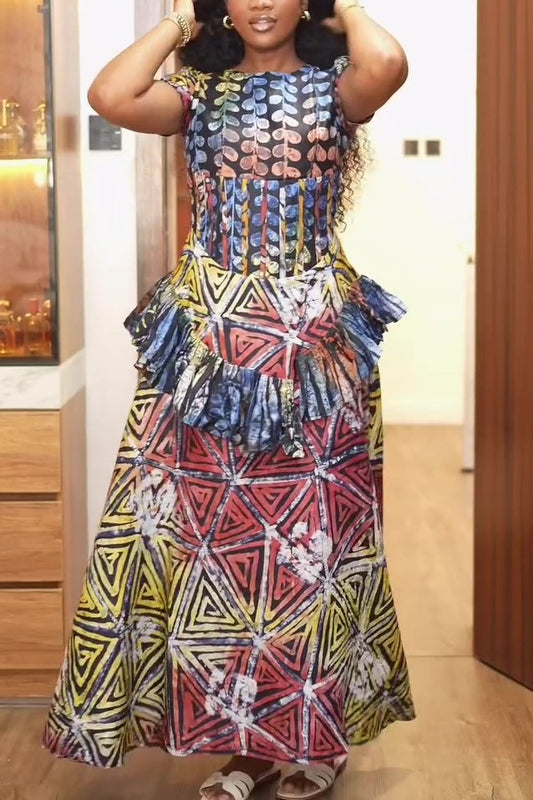 Gradient Pleated Hem Maxi Dress