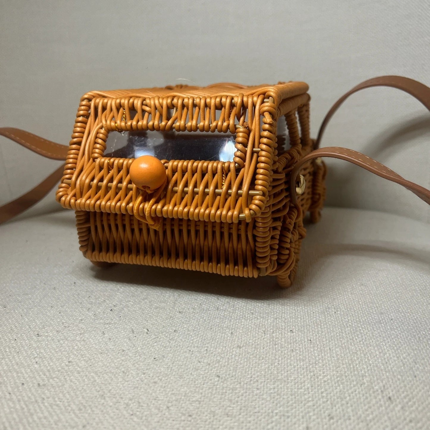 Cute Plastic Wicker Basket Car Handbag