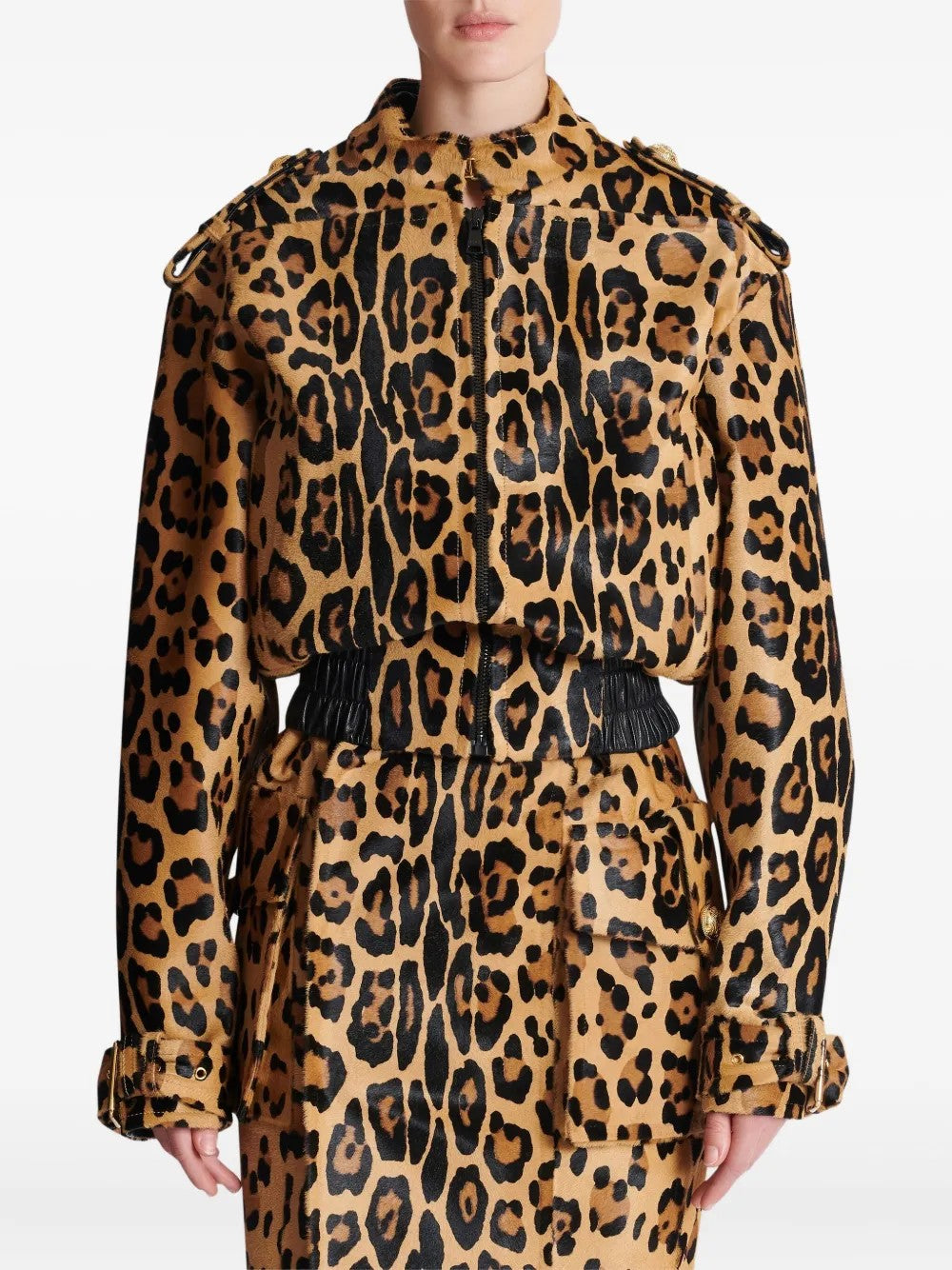 Leopard-print Bomber Jacket Set